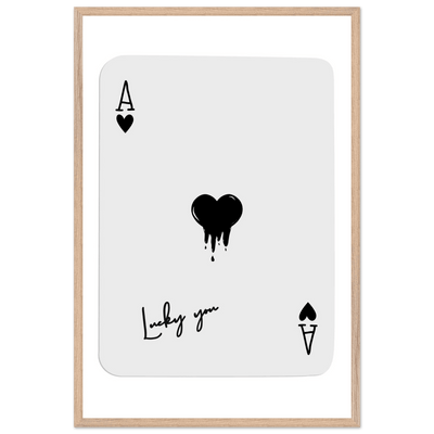 Lucky Ace of Hearts Dripping Art Print - Framed Poster, Modern Poker Card Decor, Eco-Friendly Wood Frame - Vibrantwalls