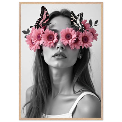 Woman With Flowers Decor - Elegant Floral Art for Home Decor - Vibrantwalls