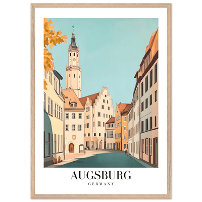 Augsburg Germany Framed Poster – Vintage European Cityscape Wall Art with Wooden Frame in Various Sizes - Vibrantwalls