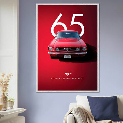 Iconic '65 Ford Mustang Fastback Framed Poster | Timeless Automotive Art, Ready-to-Hang in Your Style - Vibrantwalls