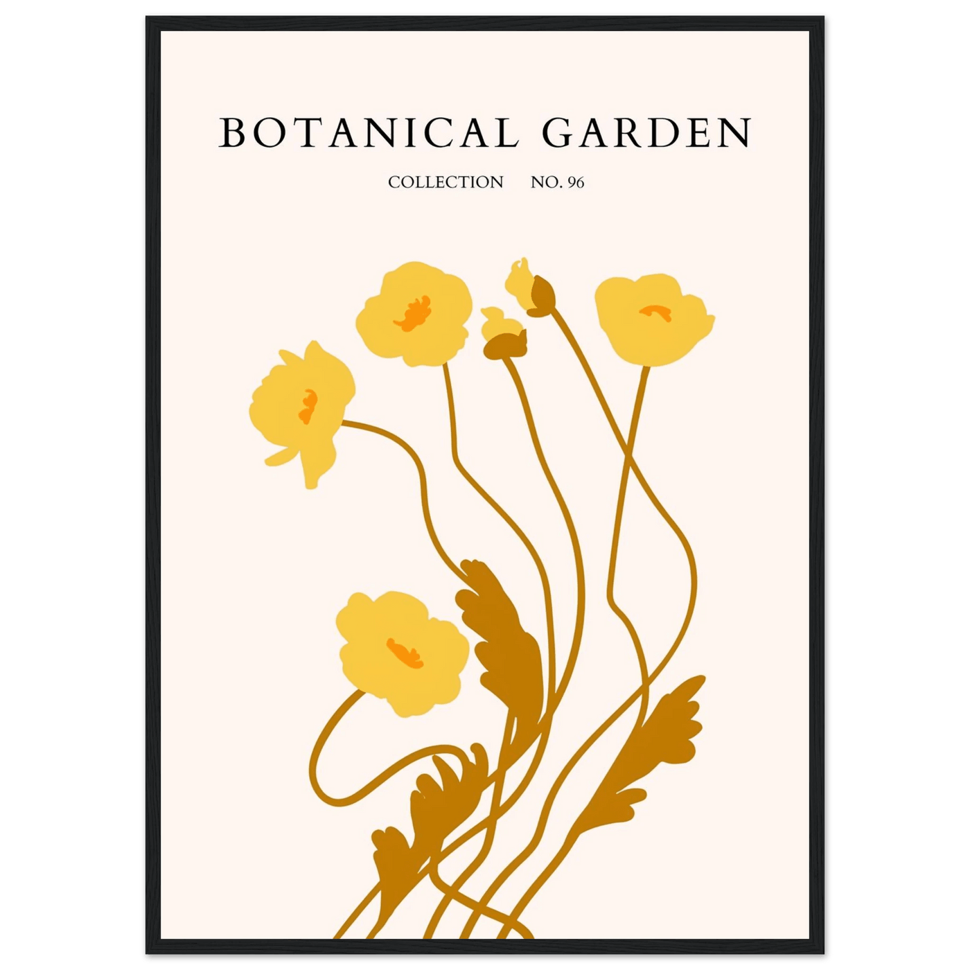 Botanical Garden Framed Art Print – Golden Poppies Abstract Wall Decor | Ready-to-Hang Nature Collection - Vibrantwalls