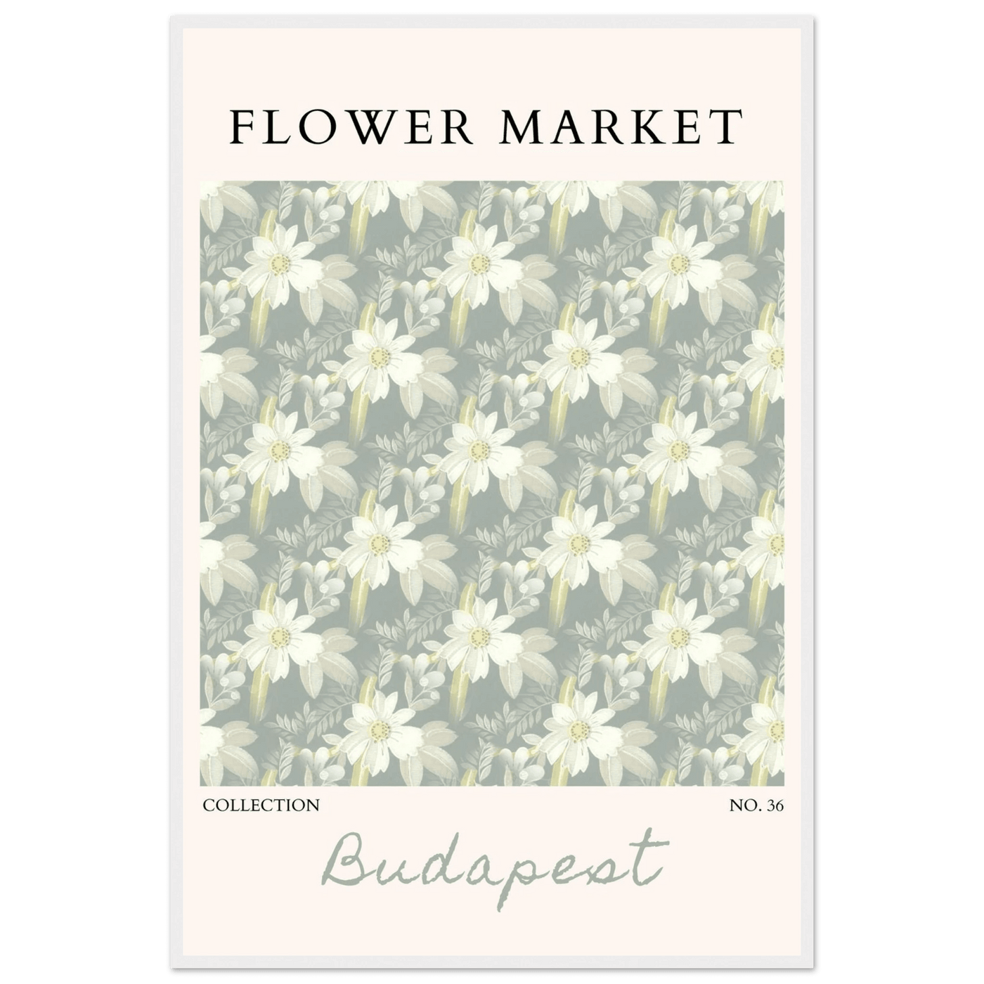 Budapest Flower Market Framed Poster – Elegant Botanical Art Print in Sage Green | Ready-to-Hang Wall Decor - Vibrantwalls