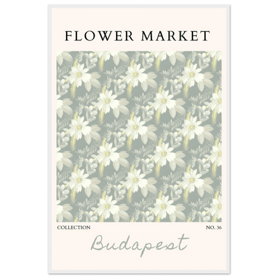 Budapest Flower Market Framed Poster – Elegant Botanical Art Print in Sage Green | Ready-to-Hang Wall Decor - Vibrantwalls