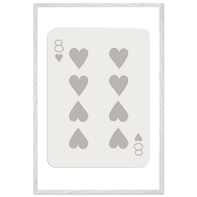 Minimalist Eight of Hearts Poker Card Print - Mounted Framed Eco-Friendly Wood Art - Vibrantwalls