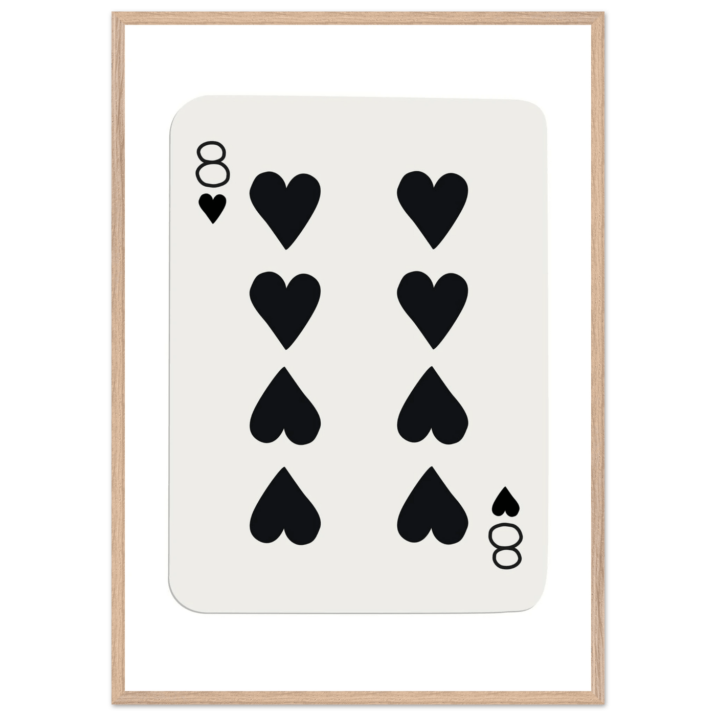 Minimalist Eight of Hearts Poker Card Print - Framed Wall Art, Sustainable Wood Frame, Choose Your Finish & Size - Vibrantwalls