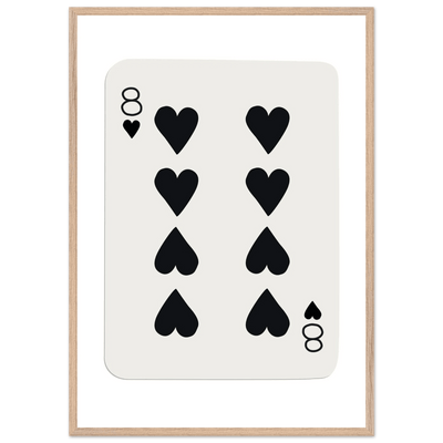Minimalist Eight of Hearts Poker Card Print - Framed Wall Art, Sustainable Wood Frame, Choose Your Finish & Size - Vibrantwalls