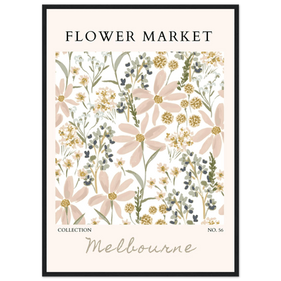 Flower Market Melbourne Framed Poster – Blush Floral & Sage Green Art Print | Ready-to-Hang Wall Decor - Vibrantwalls