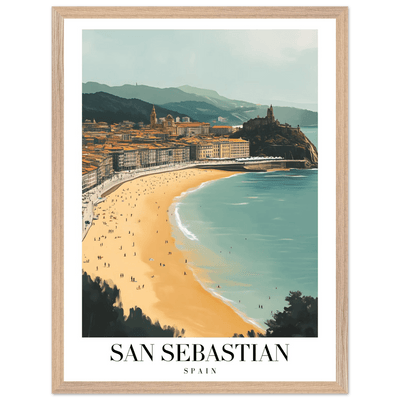 San Sebastian Spain Framed Poster – Vintage Coastal Travel Wall Art with Wooden Frame - Vibrantwalls