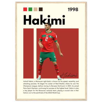 Achraf Hakimi Morocco Framed Football Legend Poster 50x70 cm 20x28″ Wood frame Vibrantwalls
