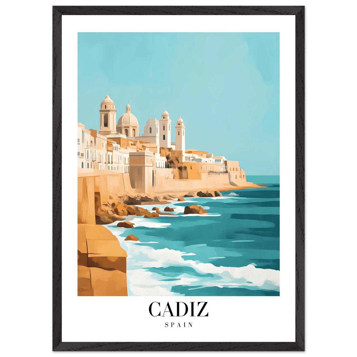 Cadiz Spain Framed Poster – Coastal Charm & Vintage Travel Wall Art with Wooden Frame - Vibrantwalls