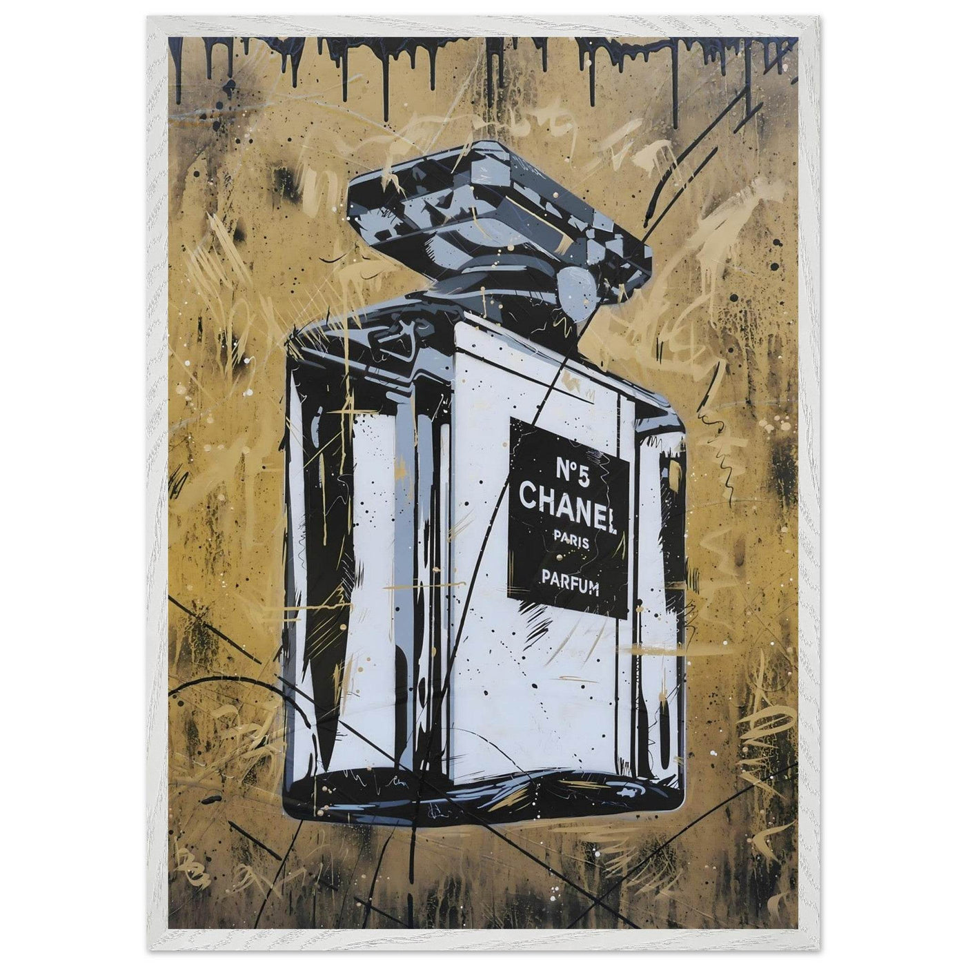 Abstract Chanel N°5 Art Print - Luxury Perfume Wall Art in Premium Mounted Frame - Vibrantwalls