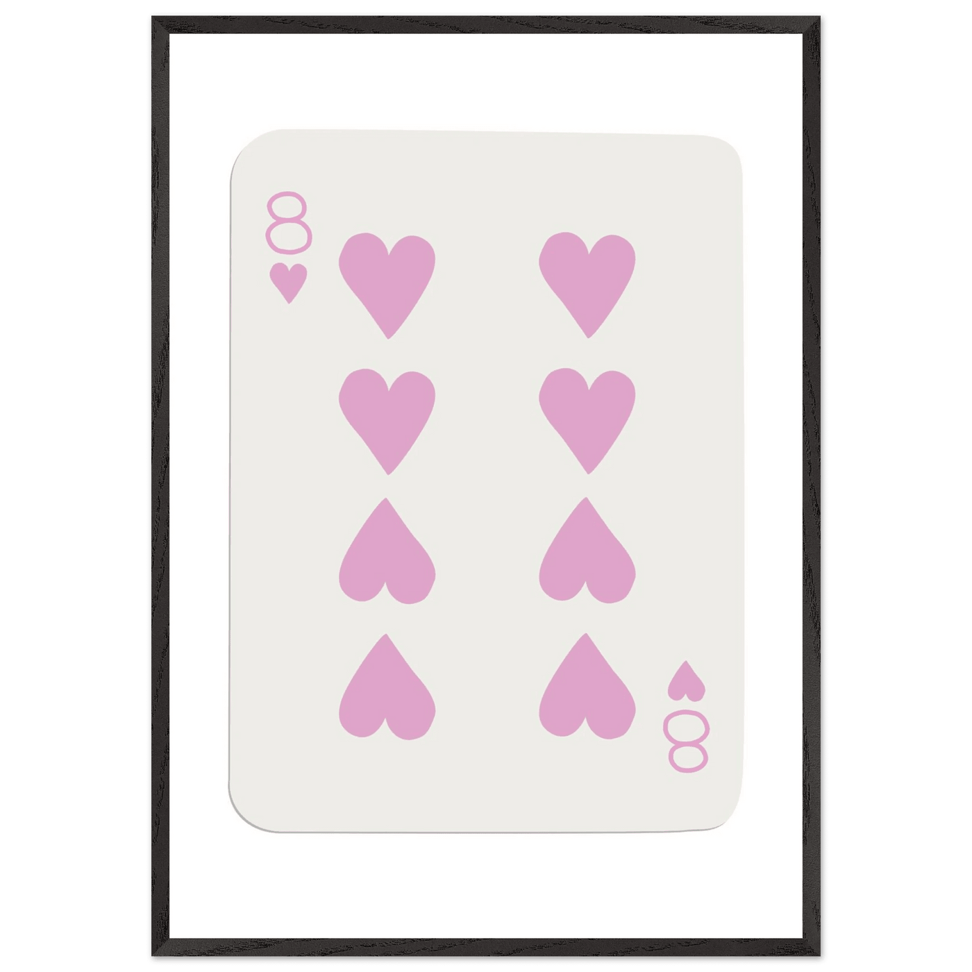 Minimalist Eight of Hearts Poker Card Print - Mounted Framed Art in Eco-Friendly Wood Frame - Vibrantwalls