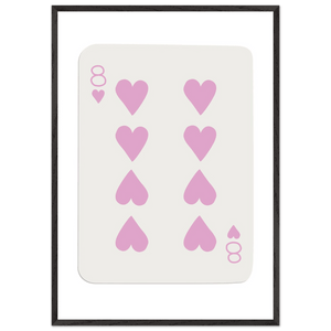 Minimalist Eight of Hearts Poker Card Print - Mounted Framed Art in Eco-Friendly Wood Frame - Vibrantwalls