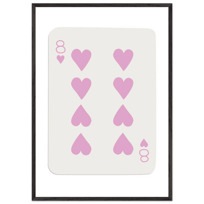 Minimalist Eight of Hearts Poker Card Print - Mounted Framed Art in Eco-Friendly Wood Frame - Vibrantwalls