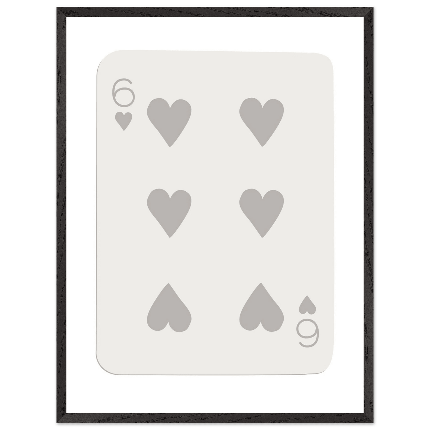 Minimalist Six of Hearts Card Print - Framed Poster Art with Eco-Friendly Wood Frame - Perfect for Modern Decor - Vibrantwalls