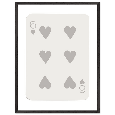 Minimalist Six of Hearts Card Print - Framed Poster Art with Eco-Friendly Wood Frame - Perfect for Modern Decor - Vibrantwalls