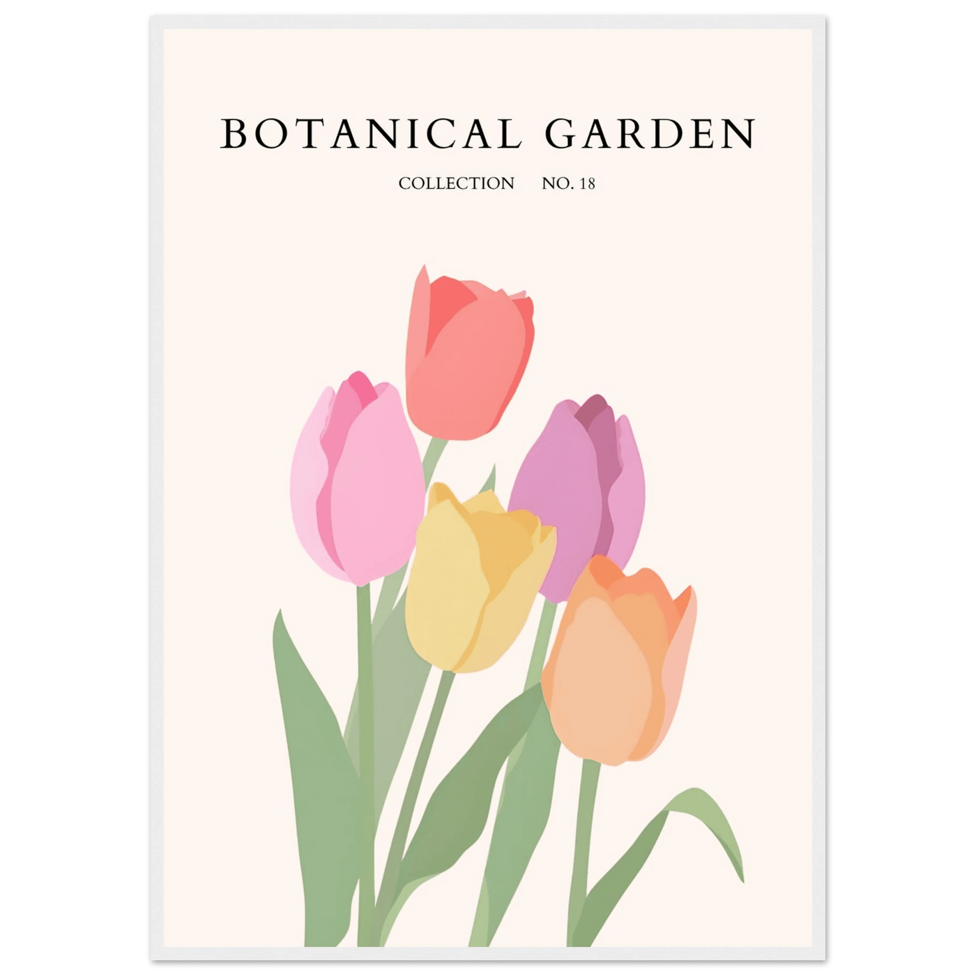 Botanical Garden Tulip Framed Poster – Pastel Bloom Art Print | Ready-to-Hang Floral Decor - Vibrantwalls