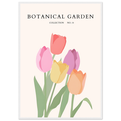 Botanical Garden Tulip Framed Poster – Pastel Bloom Art Print | Ready-to-Hang Floral Decor - Vibrantwalls