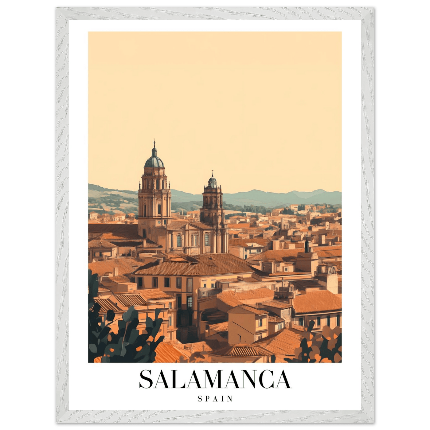 Salamanca Spain Framed Poster – Warm Hues Vintage Travel Wall Art with Wooden Frame - Vibrantwalls
