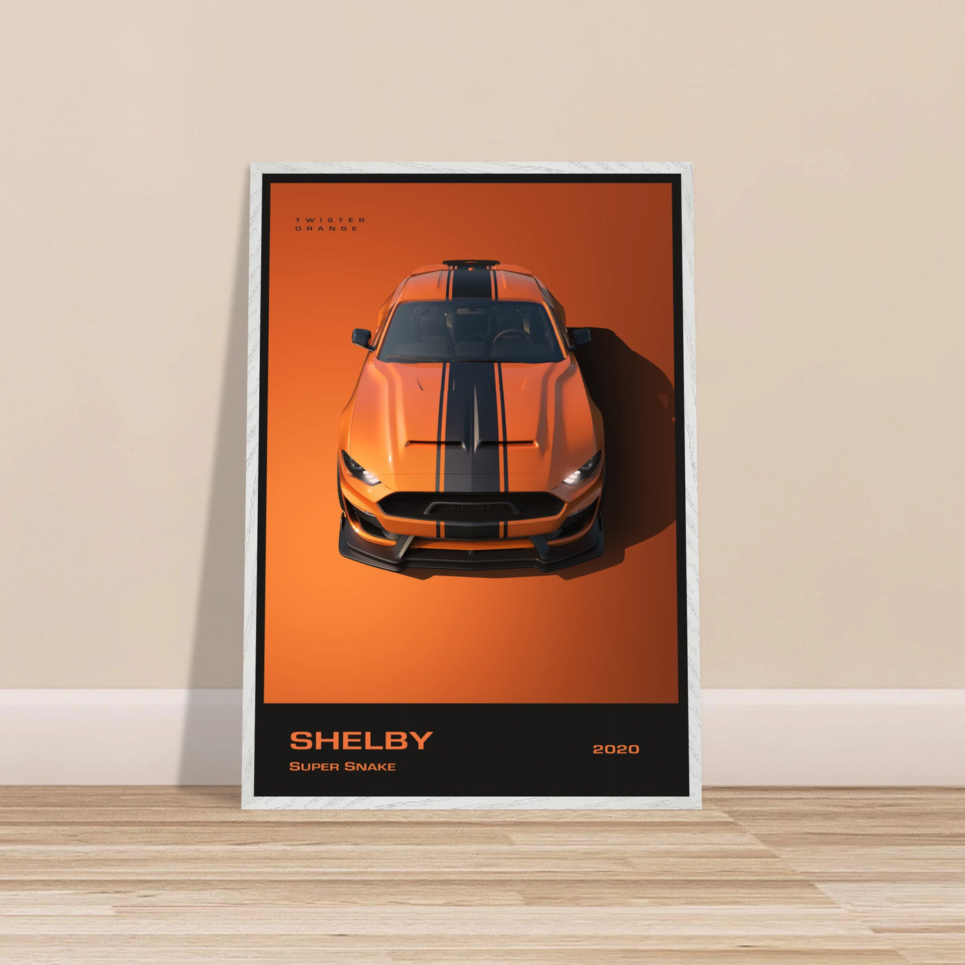 Shelby Super Snake 2020 "Twister Orange" Framed Poster | Modern Automotive Art, Ready-to-Hang Premium Quality Vibrantwalls