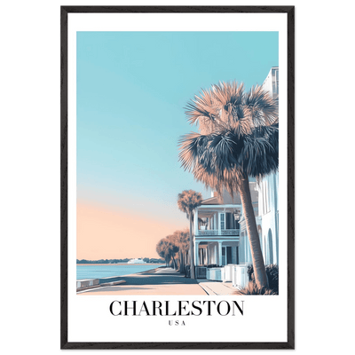 Charleston USA Framed Poster – Coastal Charm & Vintage Travel Art with Wooden Frame - Vibrantwalls