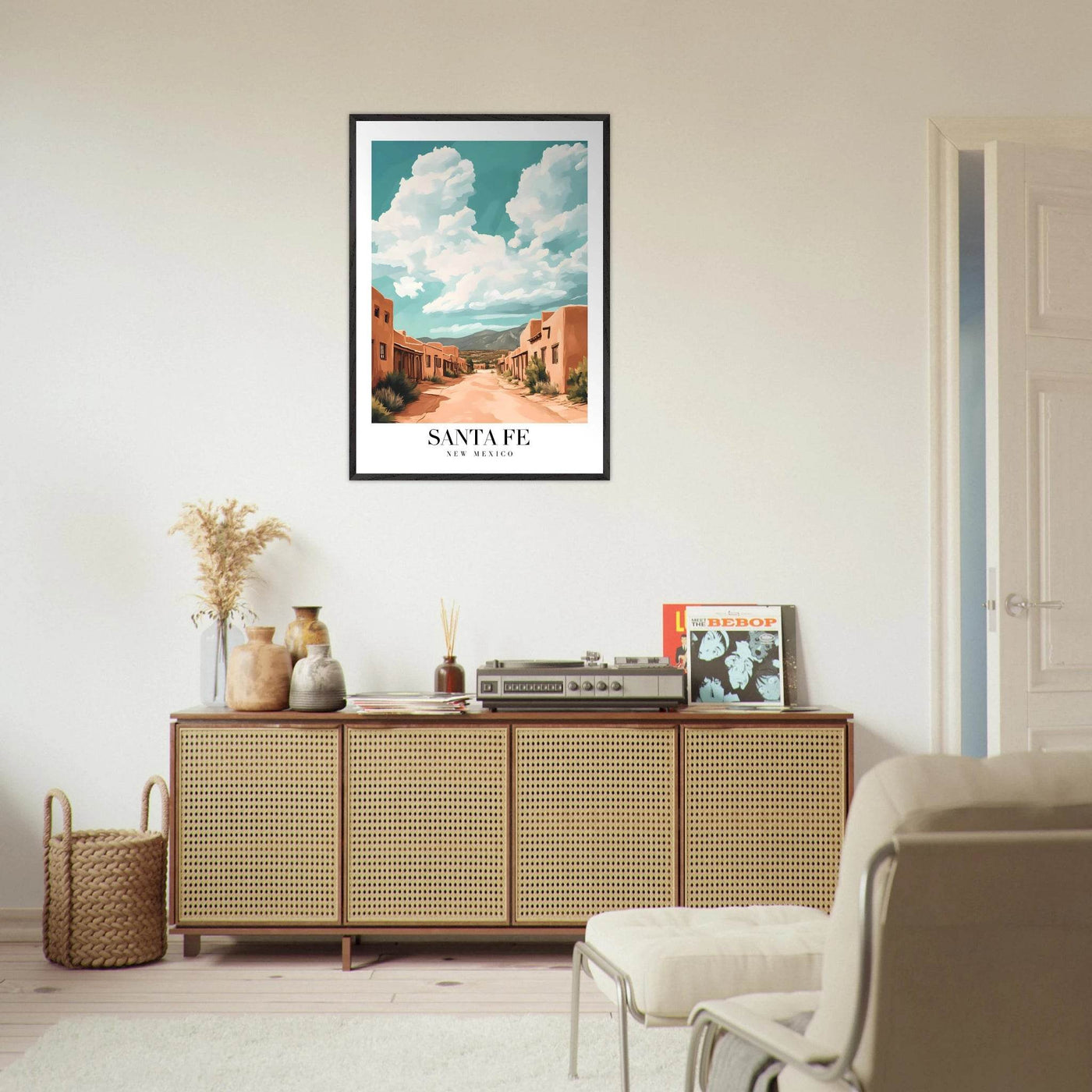 Santa Fe New Mexico Framed Poster – Vintage Southwest Wall Art with Wooden Frame - Vibrantwalls
