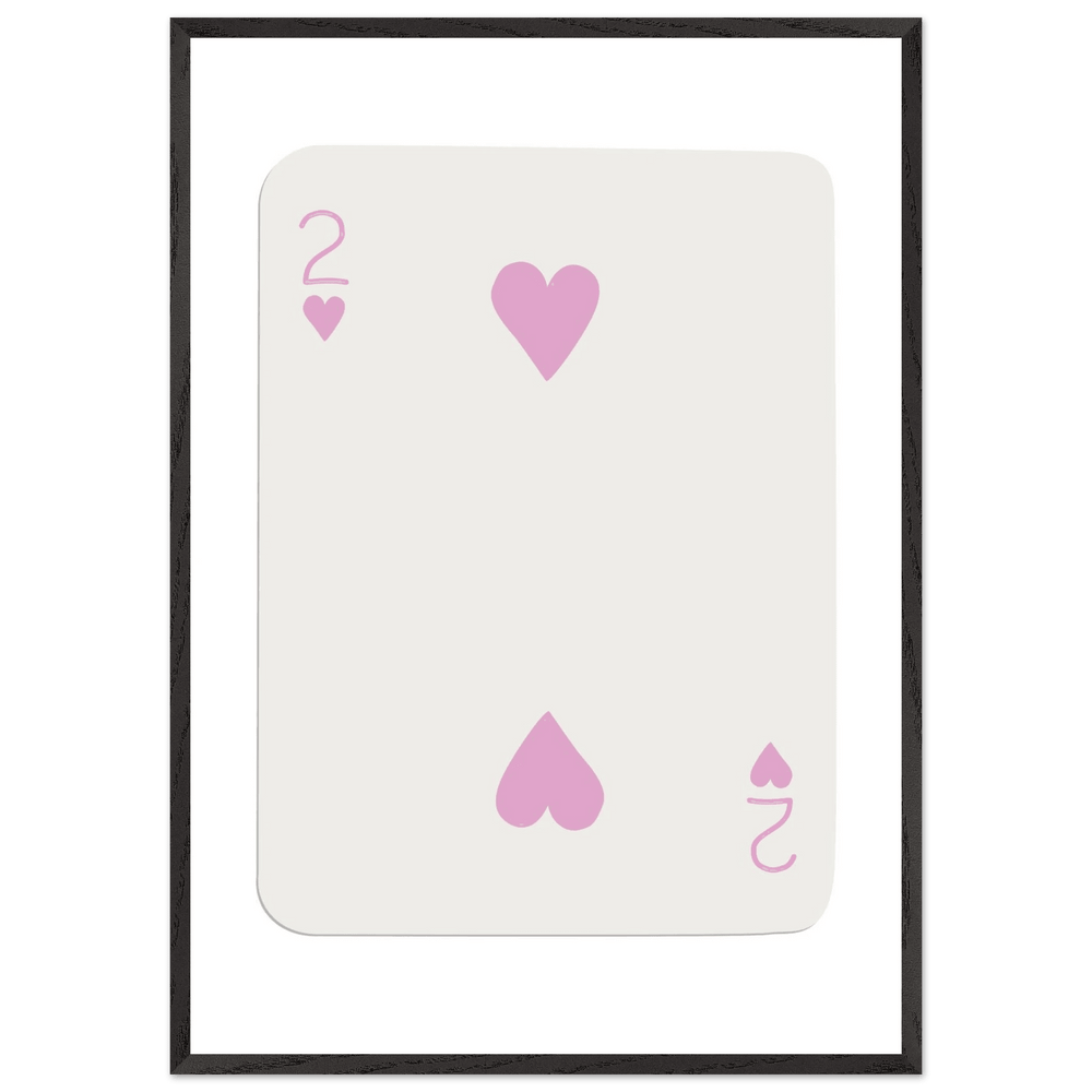 Minimalist Pink Two of Hearts Poker Card Art Print - Framed & Mounted Eco-Friendly Decor, Custom Sizes Available - Vibrantwalls
