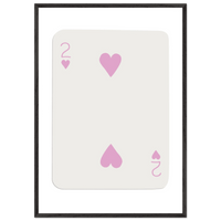 Minimalist Pink Two of Hearts Poker Card Art Print - Framed & Mounted Eco-Friendly Decor, Custom Sizes Available - Vibrantwalls
