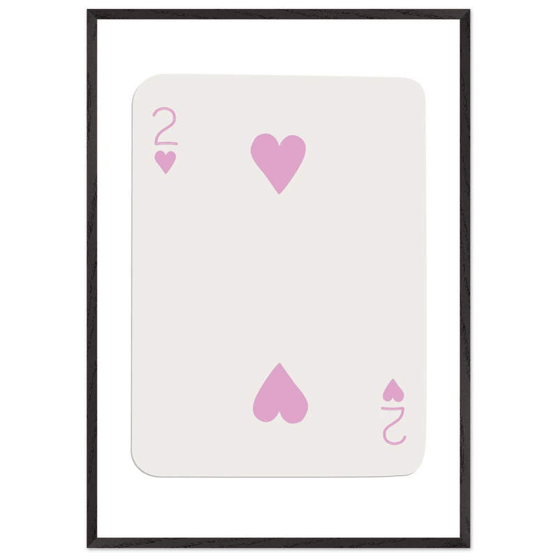 Minimalist Pink Two of Hearts Poker Card Art Print - Framed & Mounted Eco-Friendly Decor, Custom Sizes Available - Vibrantwalls