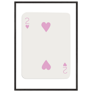 Minimalist Pink Two of Hearts Poker Card Art Print - Framed & Mounted Eco-Friendly Decor, Custom Sizes Available - Vibrantwalls