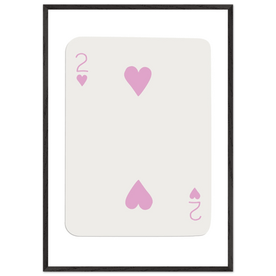 Minimalist Pink Two of Hearts Poker Card Art Print - Framed & Mounted Eco-Friendly Decor, Custom Sizes Available - Vibrantwalls