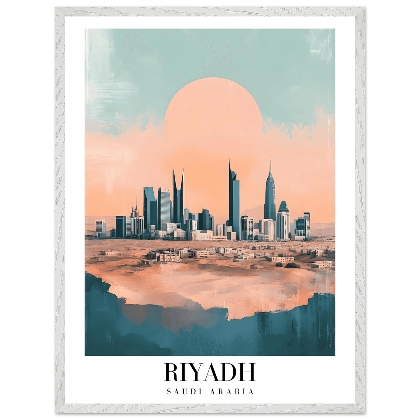 Riyadh Saudi Arabia Framed Poster – Modern Desert City Wall Art in Earthy Tones - Vibrantwalls