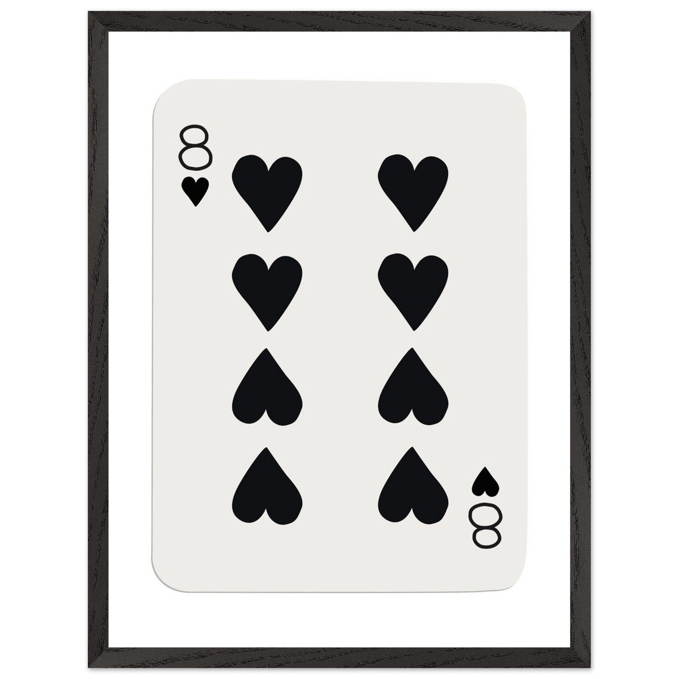Minimalist Eight of Hearts Poker Card Print - Framed Wall Art, Sustainable Wood Frame, Choose Your Finish & Size - Vibrantwalls
