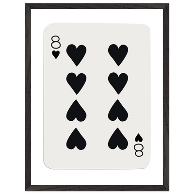 Minimalist Eight of Hearts Poker Card Print - Framed Wall Art, Sustainable Wood Frame, Choose Your Finish & Size - Vibrantwalls