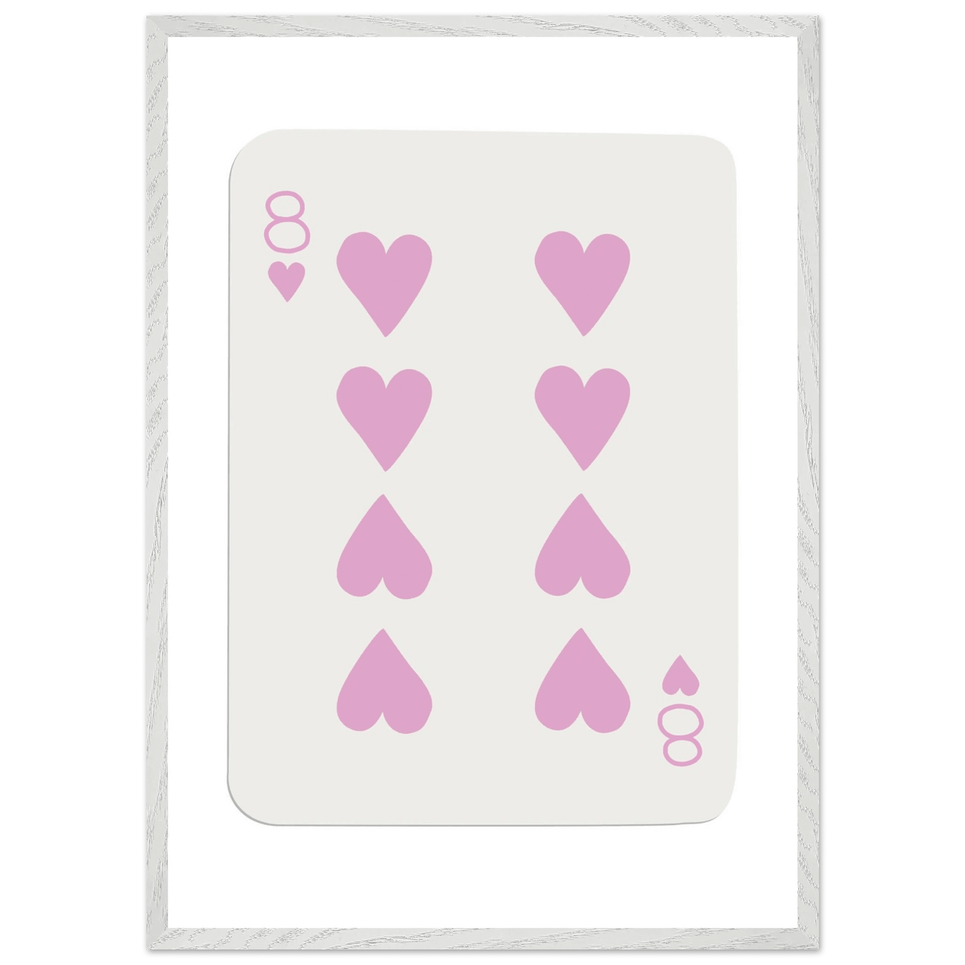 Minimalist Eight of Hearts Poker Card Print - Mounted Framed Art in Eco-Friendly Wood Frame - Vibrantwalls