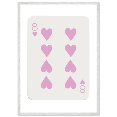 Minimalist Eight of Hearts Poker Card Print - Mounted Framed Art in Eco-Friendly Wood Frame - Vibrantwalls