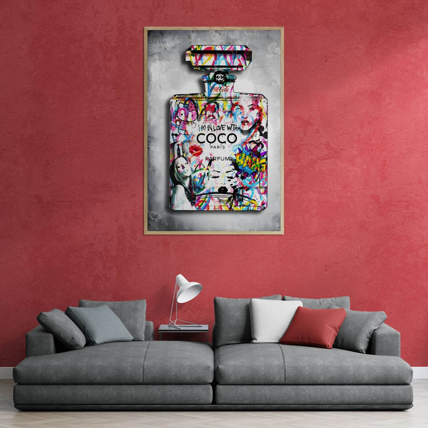 Vibrant Pop Art Chanel Perfume Bottle Print - Graffiti Chic Wall Decor for Fashion Lovers - Vibrantwalls