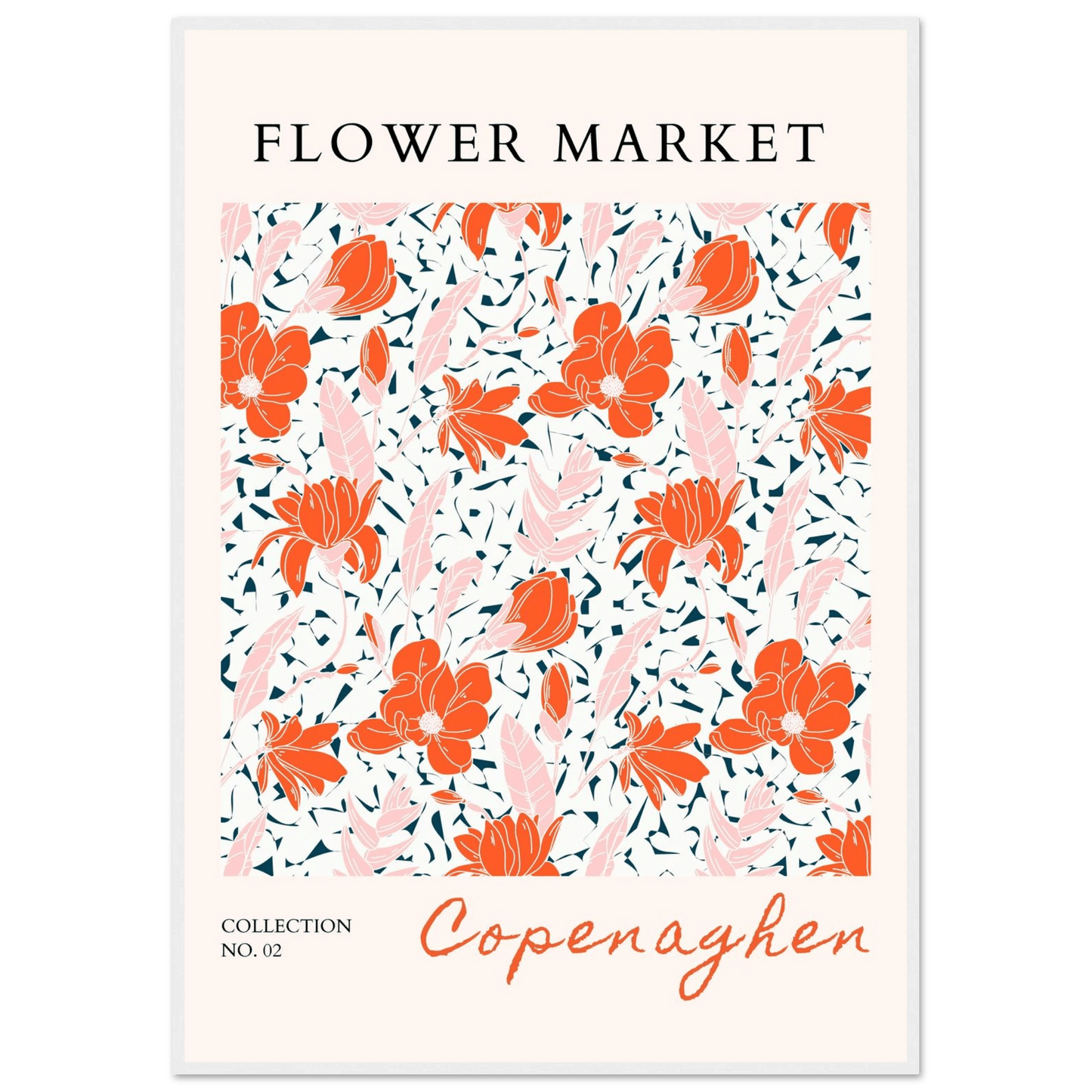 Copenhagen Flower Market Framed Poster – Vibrant Floral Art Print in Coral & Pink | Ready-to-Hang Wall Decor - Vibrantwalls