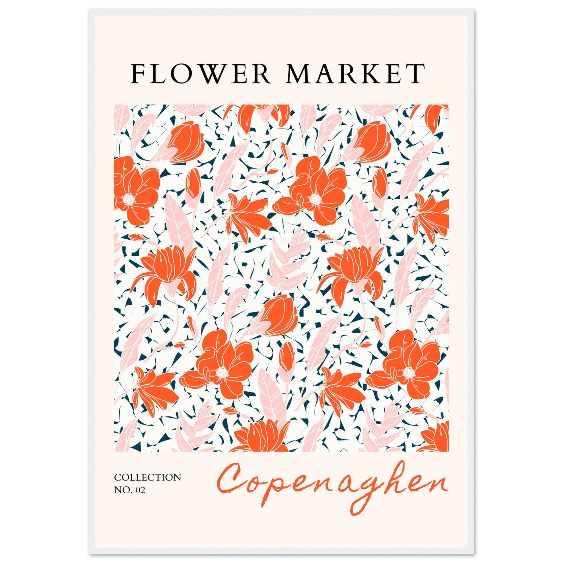 Copenhagen Flower Market Framed Poster – Vibrant Floral Art Print in Coral & Pink | Ready-to-Hang Wall Decor - Vibrantwalls