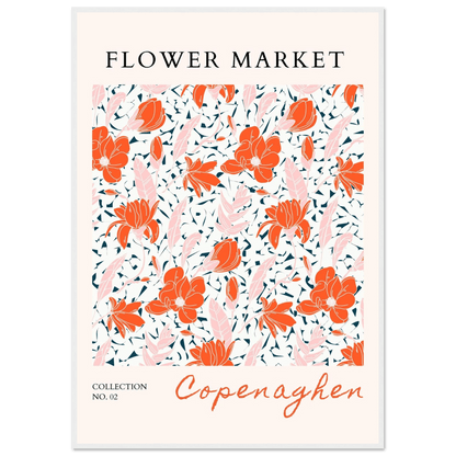 Copenhagen Flower Market Framed Poster – Vibrant Floral Art Print in Coral & Pink | Ready-to-Hang Wall Decor - Vibrantwalls