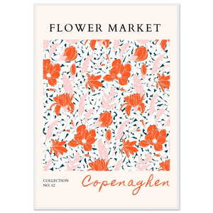 Copenhagen Flower Market Framed Poster – Vibrant Floral Art Print in Coral & Pink | Ready-to-Hang Wall Decor - Vibrantwalls