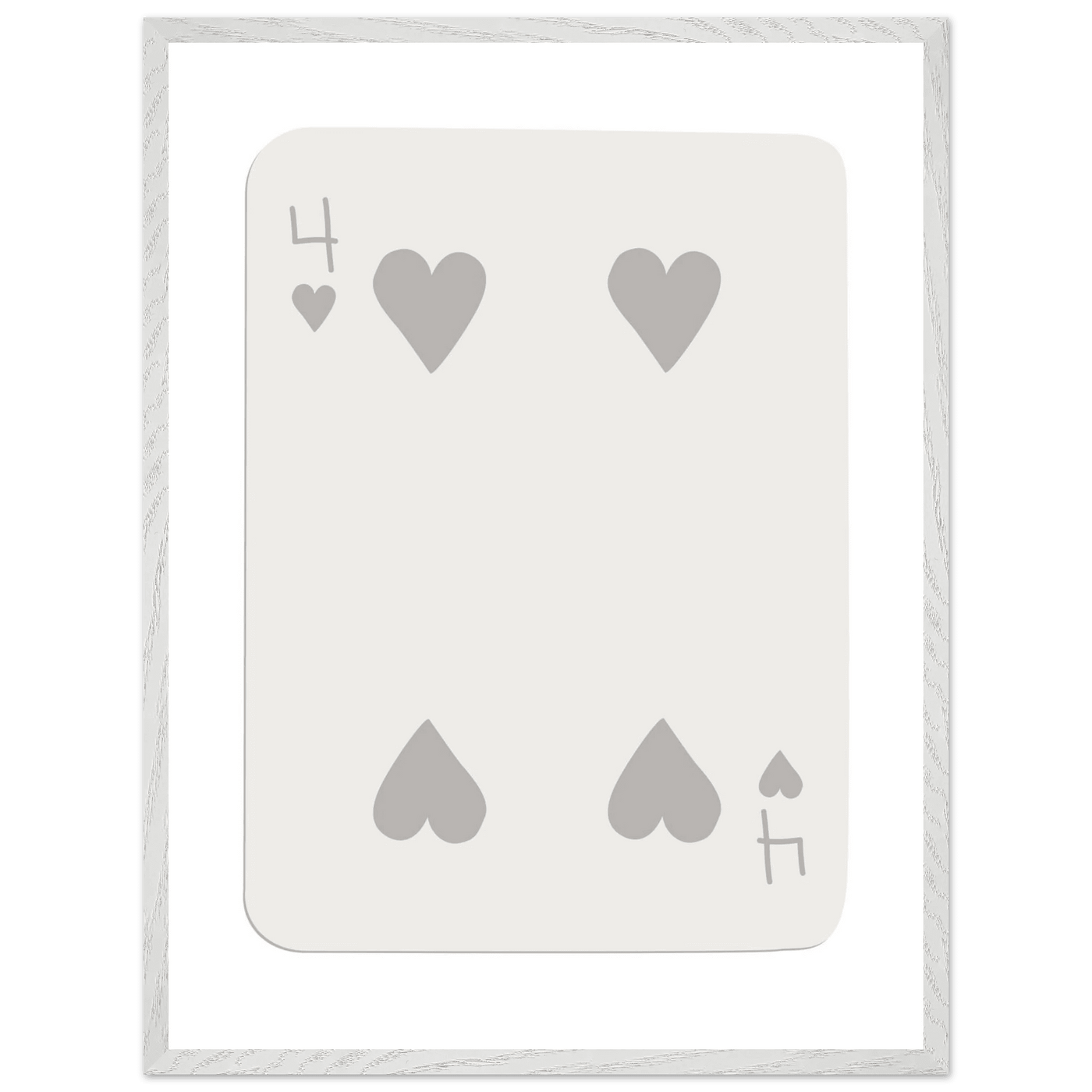 Four of Hearts Poker Card Print - Minimalist Mounted Framed Poster Art, Eco-Friendly Wood Frame - Vibrantwalls