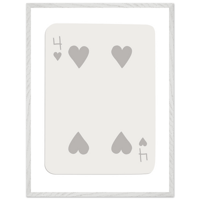 Four of Hearts Poker Card Print - Minimalist Mounted Framed Poster Art, Eco-Friendly Wood Frame - Vibrantwalls
