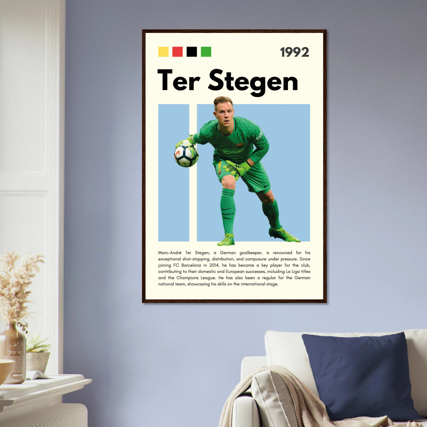 Marc-André Ter Stegen FC Barcelona Goalkeeper Framed Poster – Minimalist Football Art Print Vibrantwalls