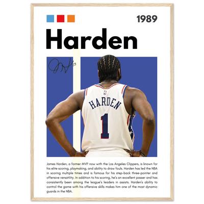 James Harden The Beard Clippers Framed Poster 50x70 cm 20x28″ Wood frame Vibrantwalls