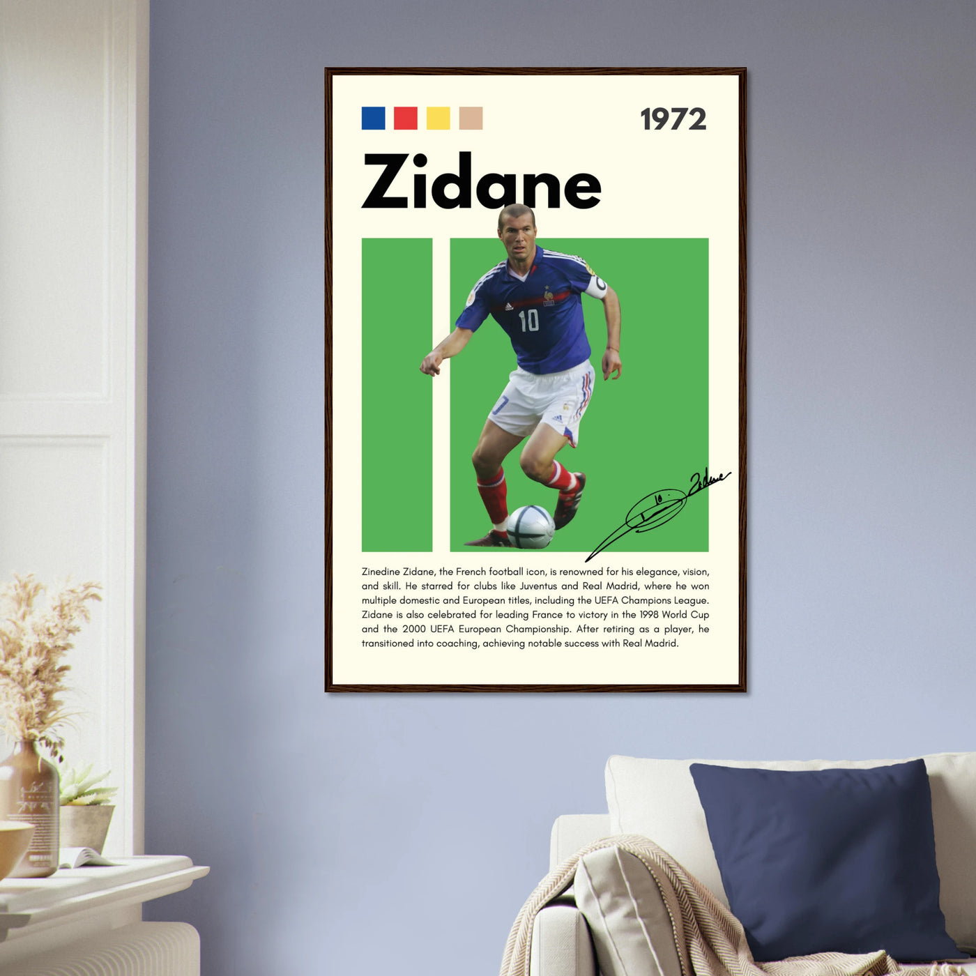 Zinedine Zidane Football Legend Framed French Poster Vibrantwalls