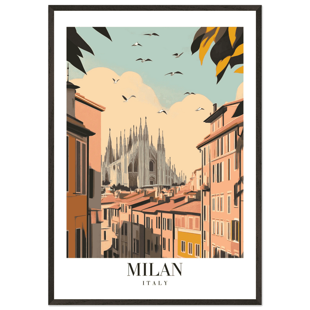 Milan Italy Modern European Vintage Travel Poster - Wall Art - Vibrantwalls