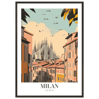 Milan Italy Modern European Vintage Travel Poster - Wall Art - Vibrantwalls