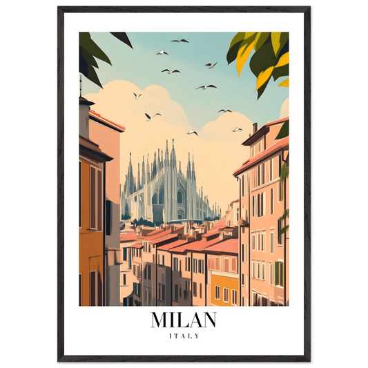 Milan Italy Modern European Vintage Travel Poster - Wall Art - Vibrantwalls