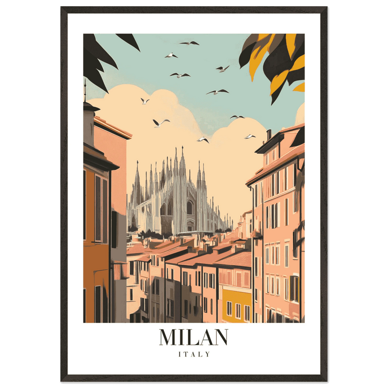 Milan Italy Modern European Vintage Travel Poster - Wall Art - Vibrantwalls